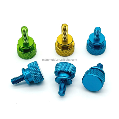 Colorful Custom Screw Machining CNC Spare Parts Hardened Metals M3 Knurled Hand Drive Screws