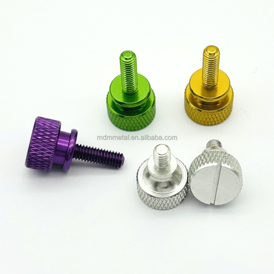 Colorful Custom Screw Machining CNC Spare Parts Hardened Metals M3 Knurled Hand Drive Screws