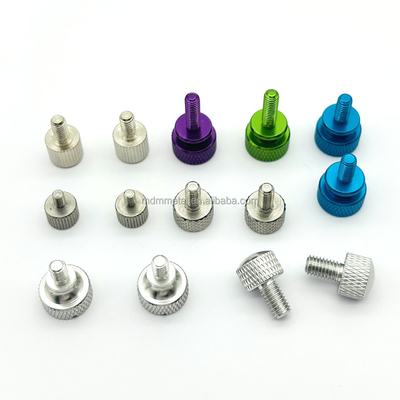 Colorful Custom Screw Machining CNC Spare Parts Hardened Metals M3 Knurled Hand Drive Screws