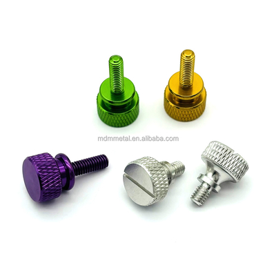 Colorful Custom Screw Machining CNC Spare Parts Hardened Metals M3 Knurled Hand Drive Screws