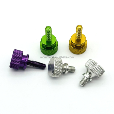 Colorful Custom Screw Machining CNC Spare Parts Hardened Metals M3 Knurled Hand Drive Screws